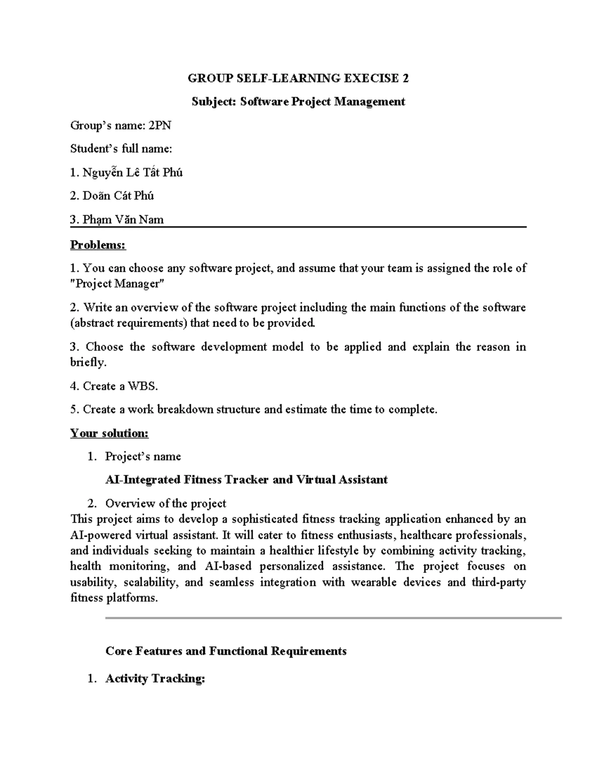 GROUP EXERCISE 4: Software Project Management Analysis - Studocu