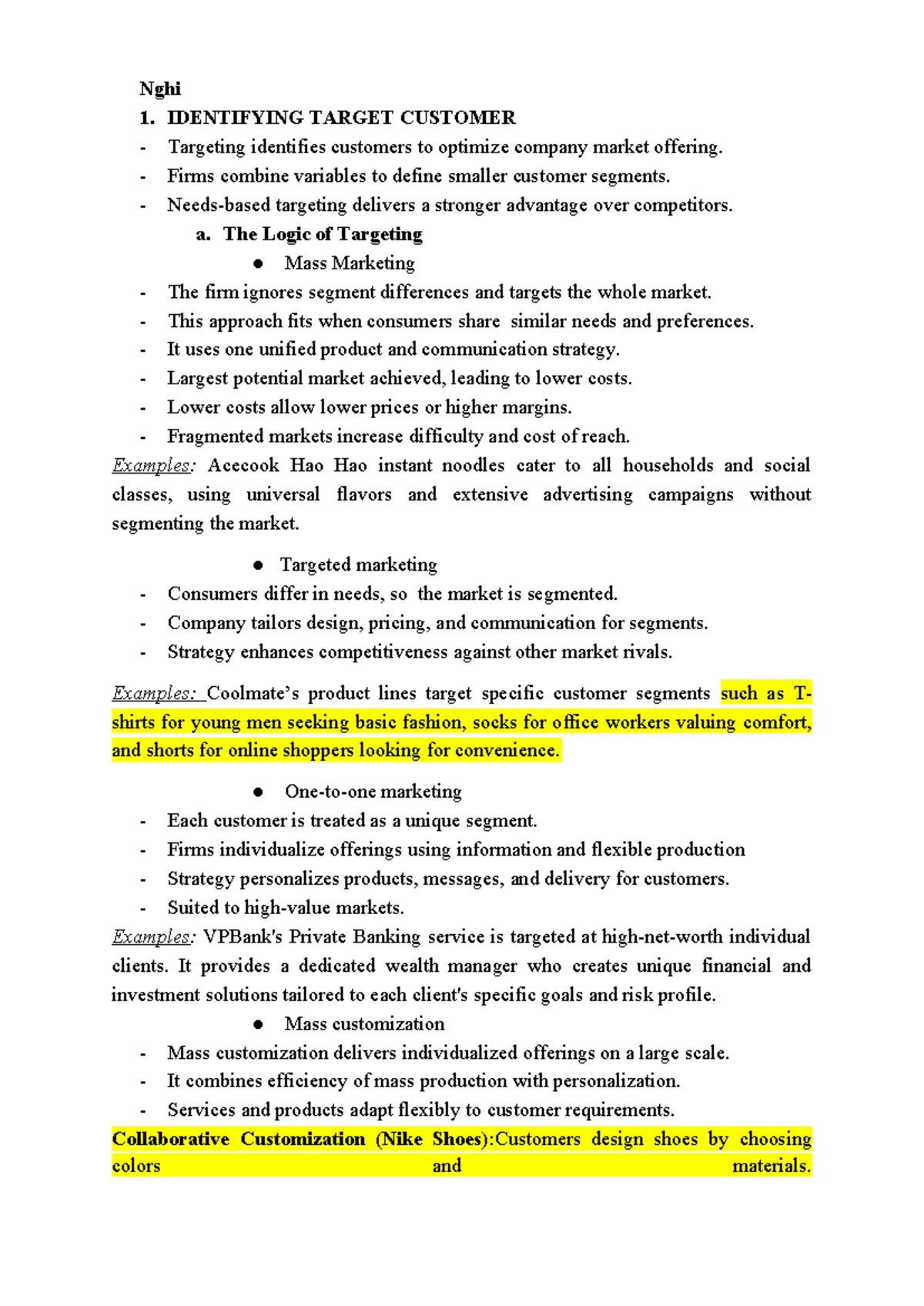 Mar TT Chapter: Targeting Strategies and Customer Segmentation Analysis ...