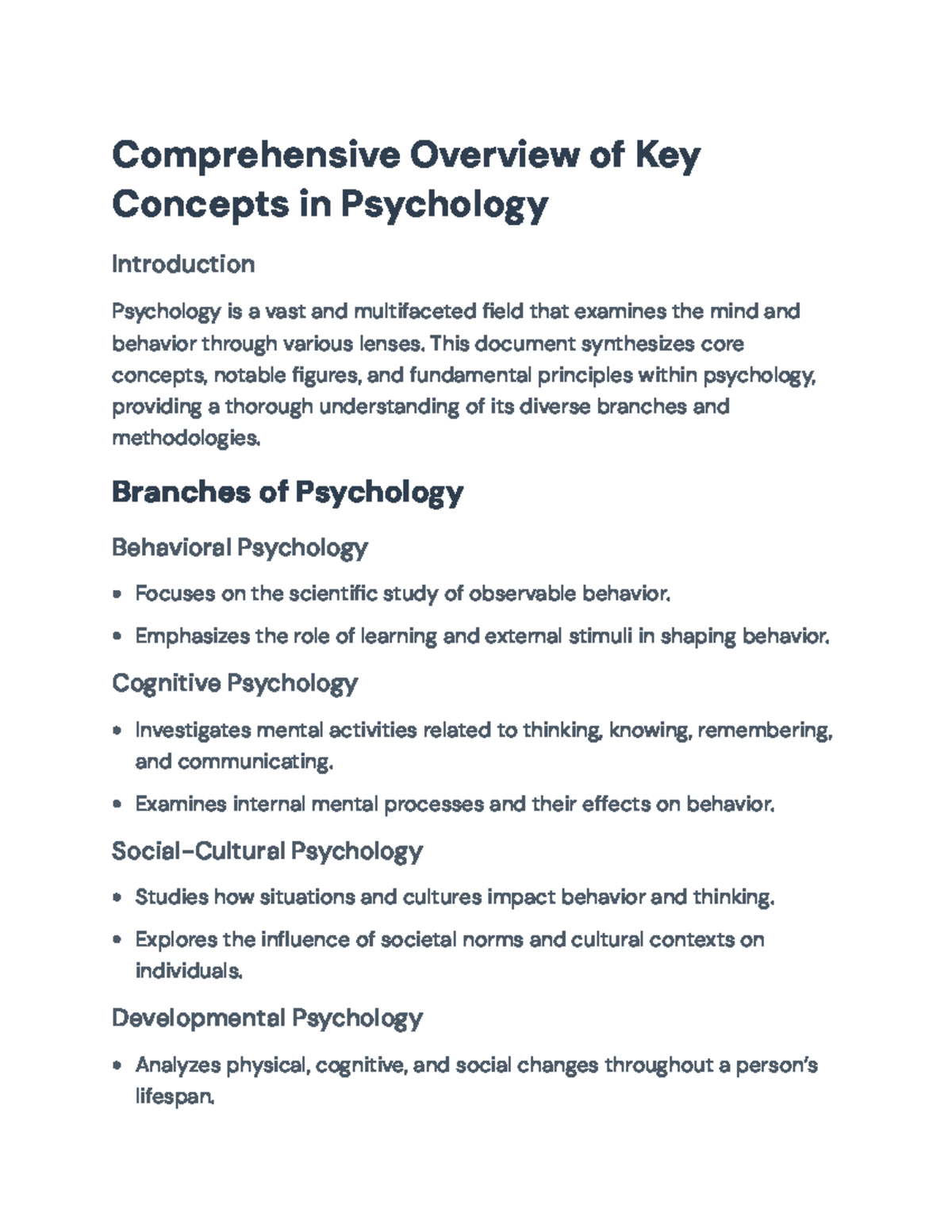 Comprehensive Overview of Key Psychology Concepts and Research Methods ...