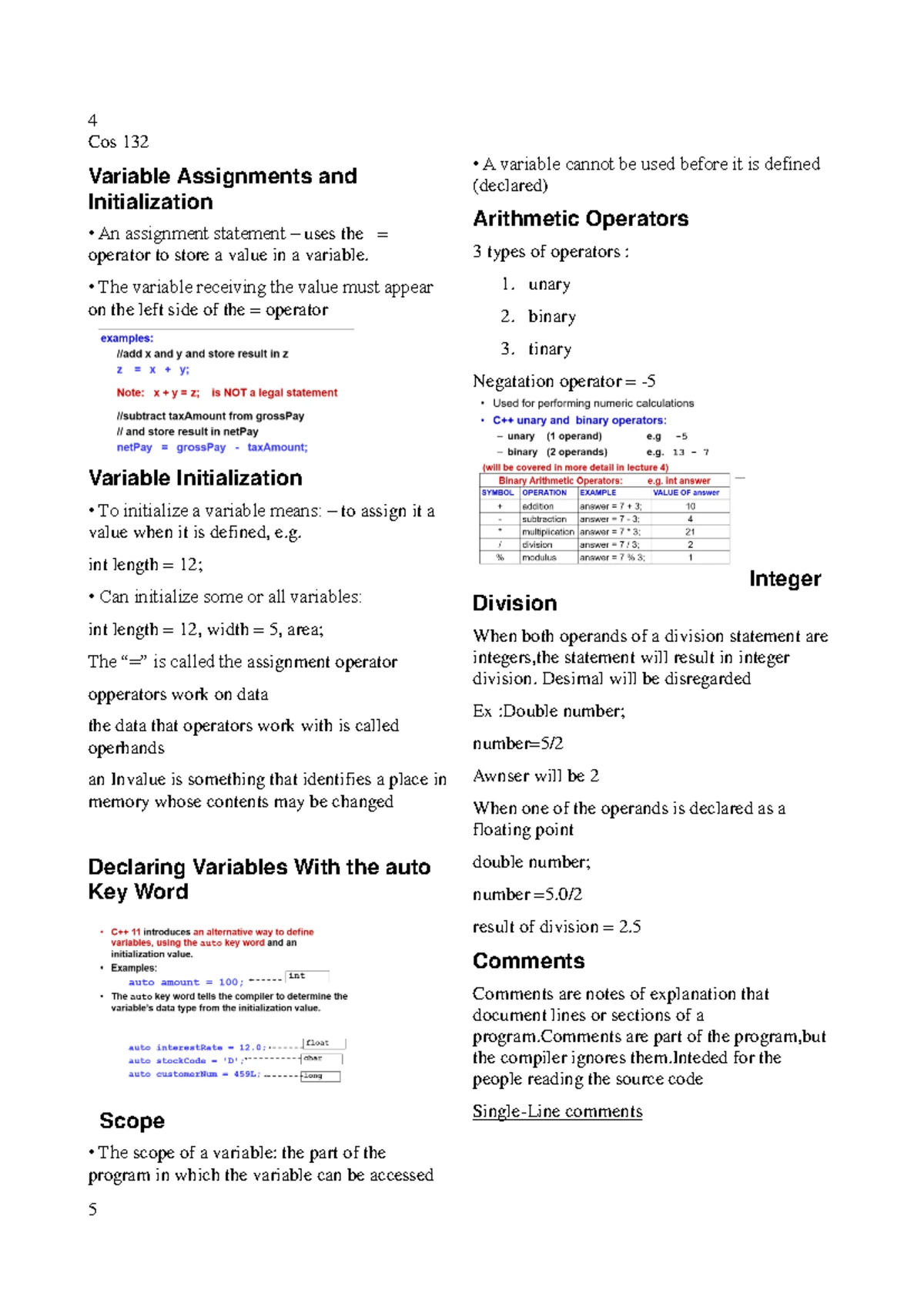 C++ COS132 Final Exam Preparation Notes on Syntax and Classes - Studocu