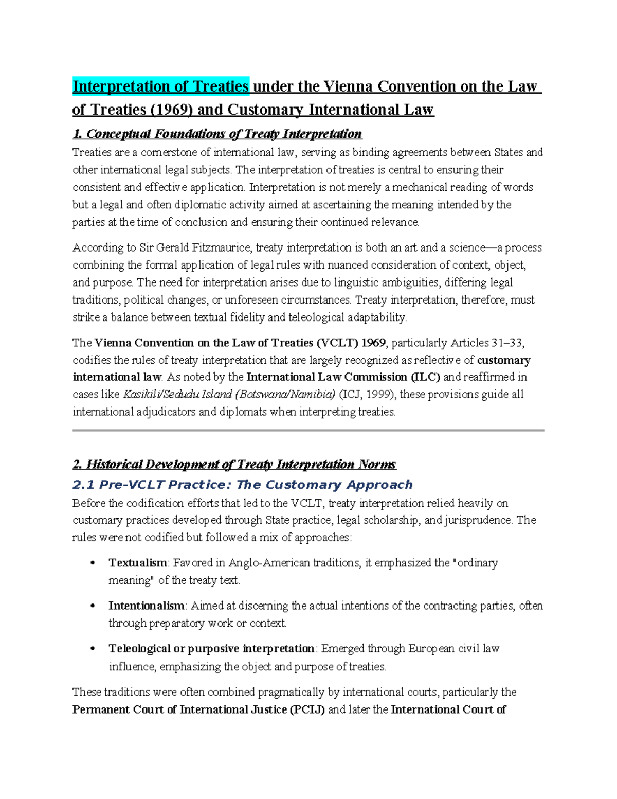 Treaty Interpretation under VCLT (1969): Principles & Practices - Studocu
