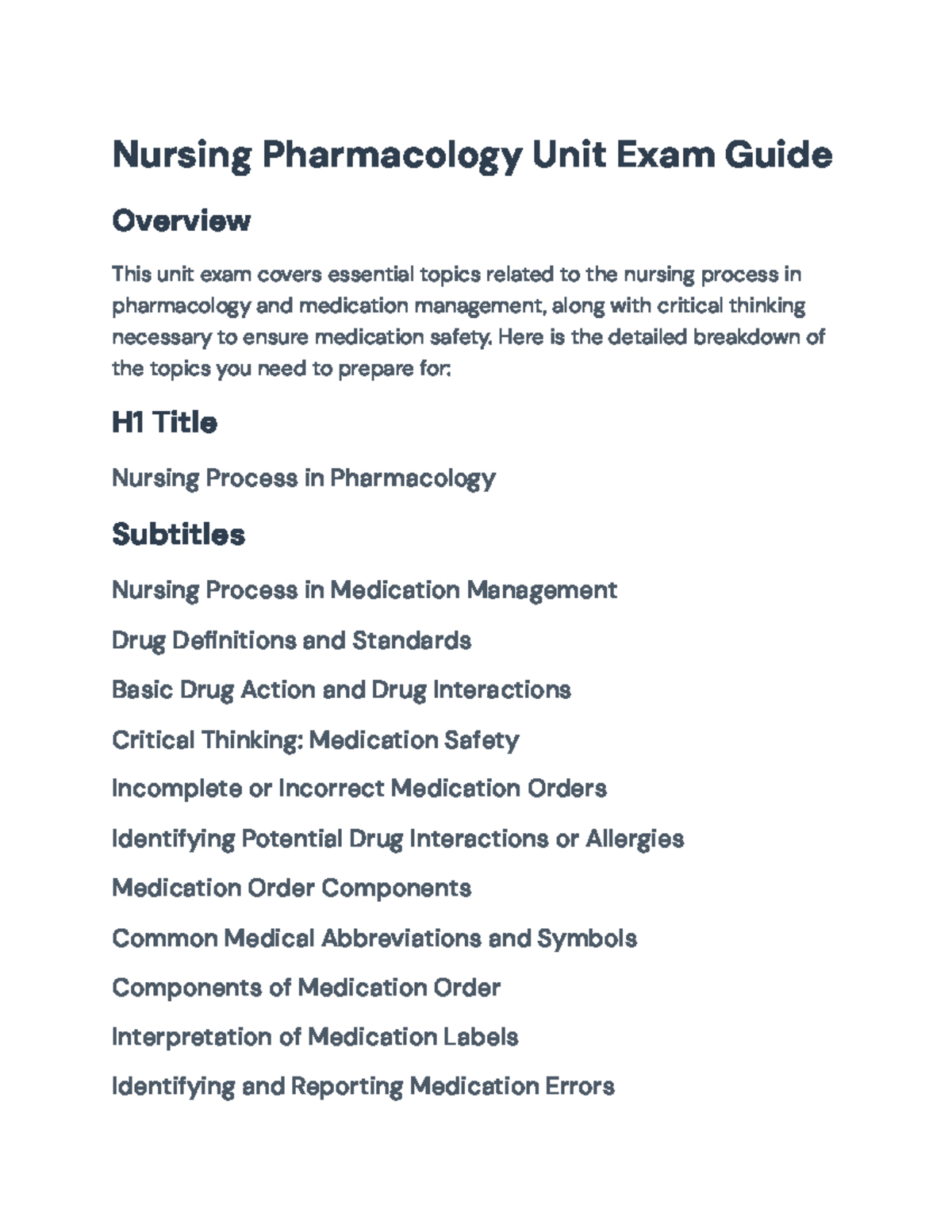 Nursing PHM 101 Final Exam Study Guide: Key Topics & Safety Practices ...