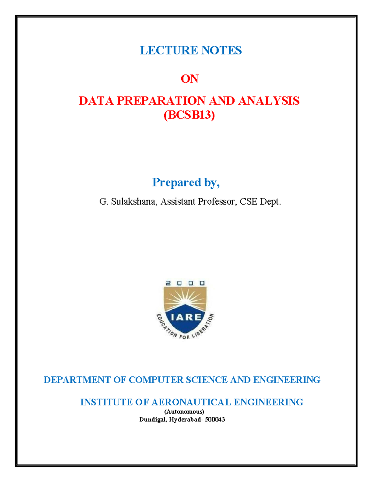 Ds Lecture notes - Ocs353 data science fundamentals l t p c - LECTURE ...