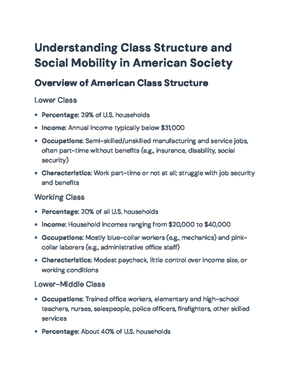 Understanding Social Stratification and Mobility in American Society ...