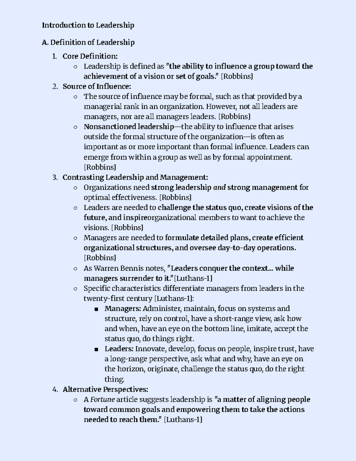 Leadership Theories and Practices: Notes for Course A - Unit 3 - Studocu