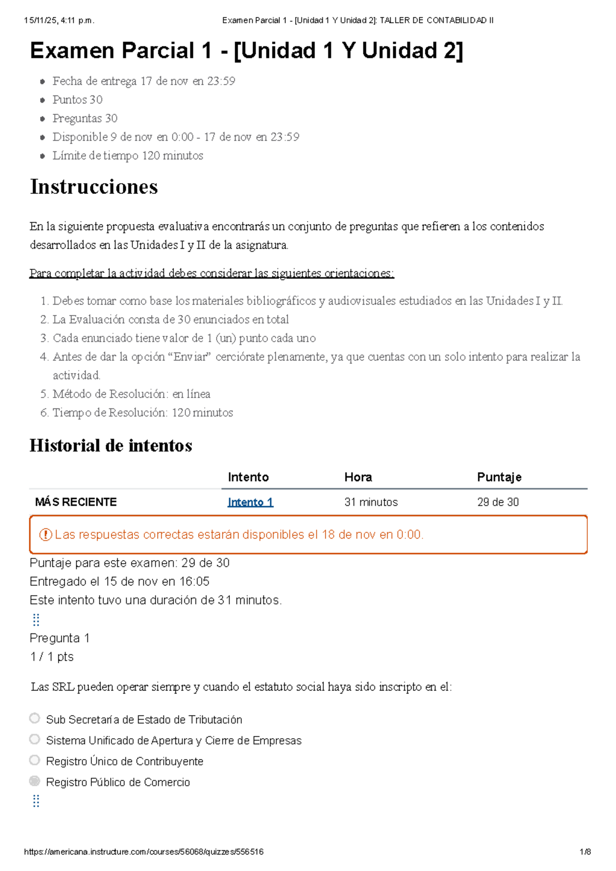 Examen Parcial 1 - Unidad I y II Taller de Contabilidad II - Studocu