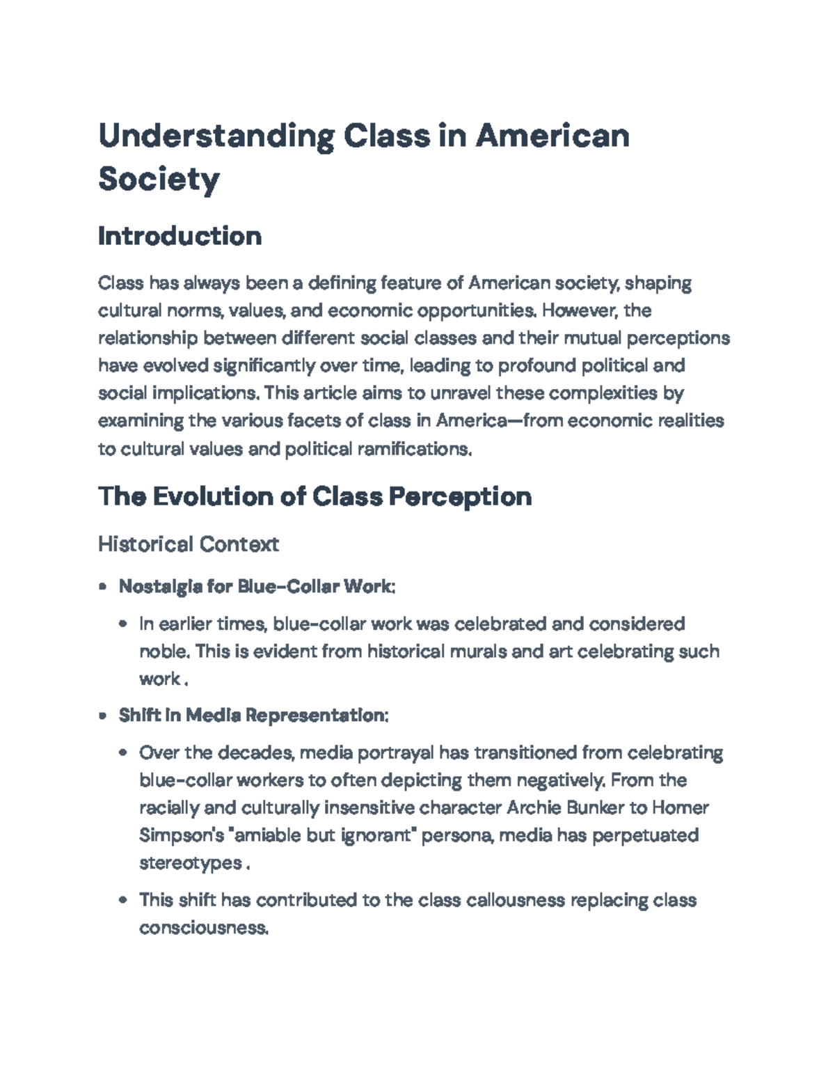 Understanding Class Dynamics in American Society: Cultural & Political ...