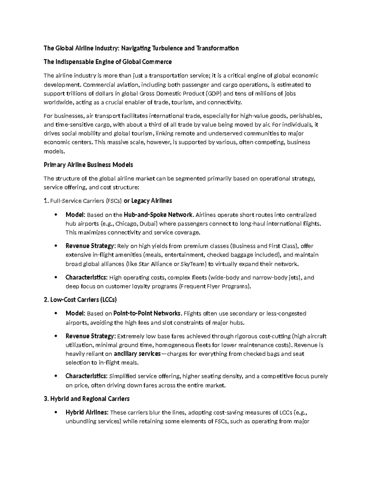 The Global Airline Industry: Navigating Challenges & Change - Studocu