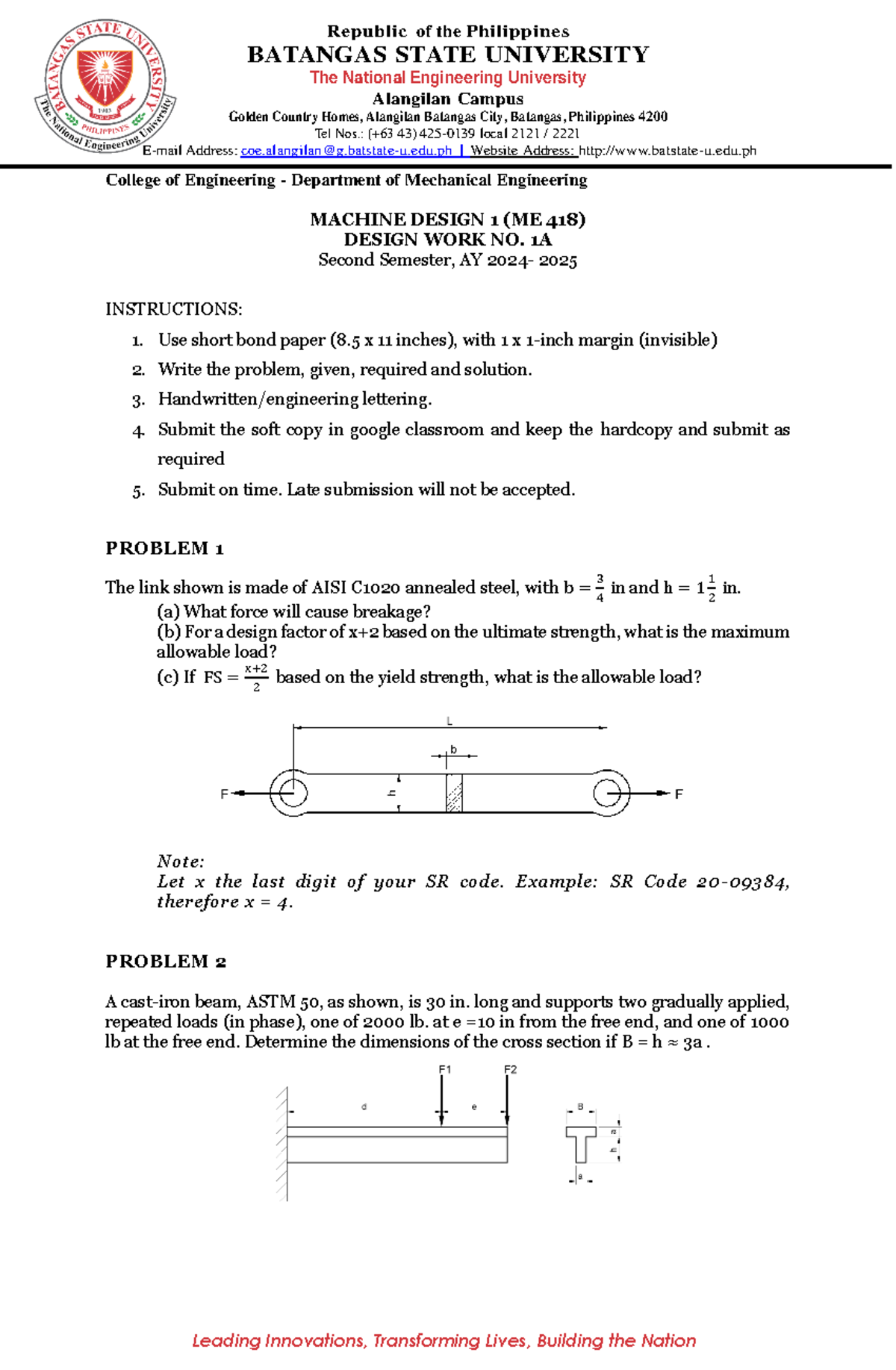 Design Work 1A - Republic of the Philippines BATANGAS STATE UNIVERSITY ...
