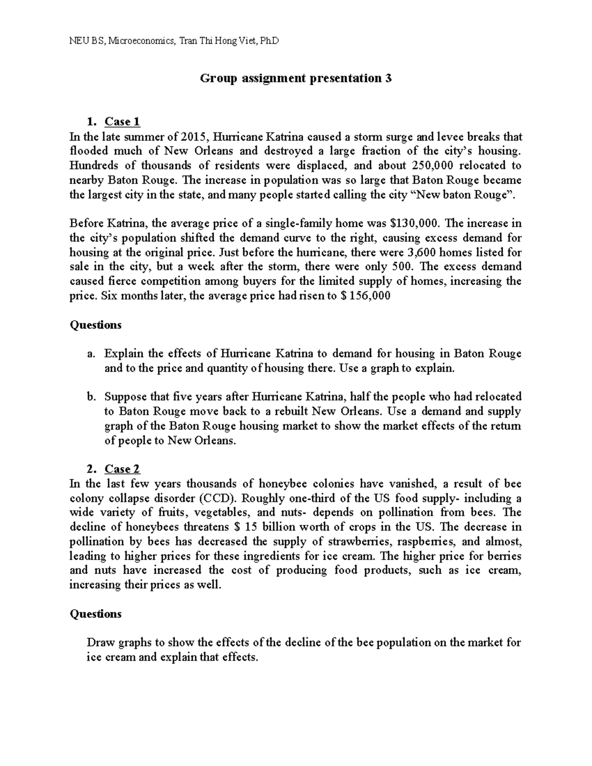 NEU BS: Microeconomics Group Presentation Assignment 3 - Studocu