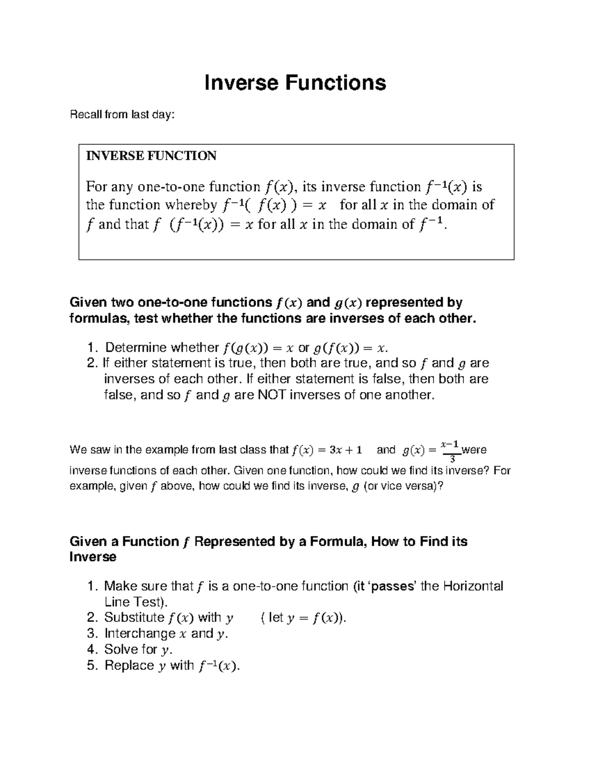Inverse Functions: Finding and Analyzing Inverses - Studocu