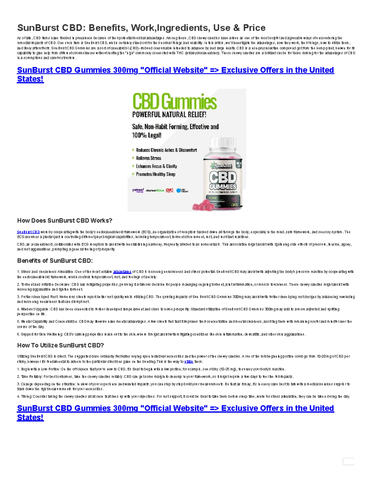 Sun Burst CBD Benefits, Work, Ingredients, Use & Price - SunBurst CBD ...