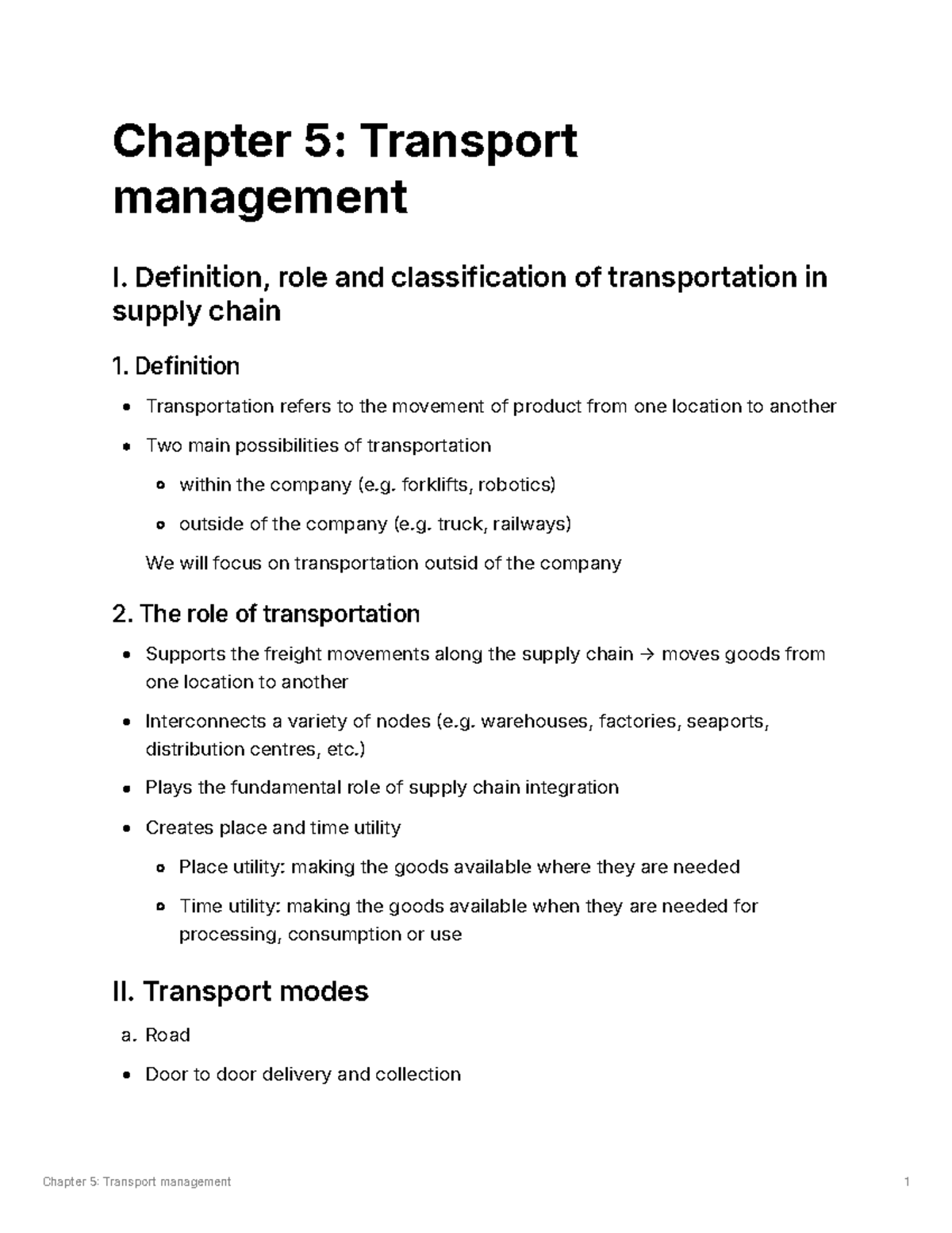 Chapter 5: Transport Management I - Definition, Role & Modes in Supply ...
