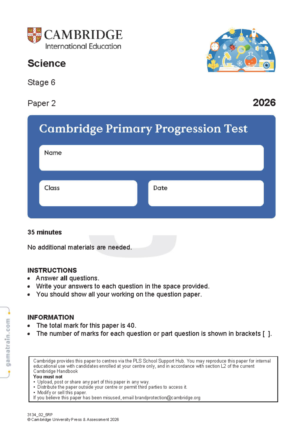 Science Stage 6 - Paper 2 - 2026 Exam Questions and Instructions - Studocu