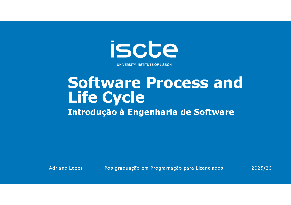 IES 01 2025-26 Software Process & Life Cycle Overview - Studocu