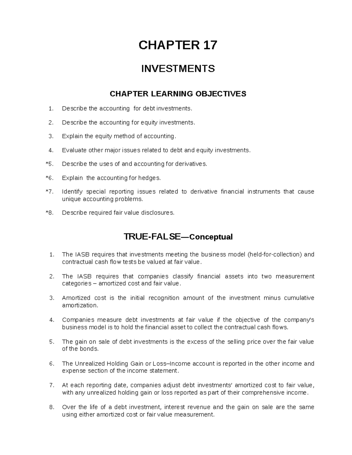 Chapter 17 - Financial Reporting: Debt & Equity Investment Accounting ...