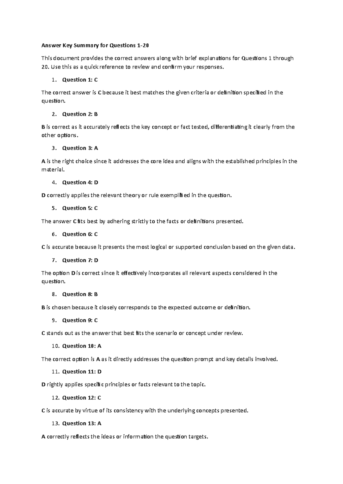 Quiz 3 Answer Key Summary with Explanations - Studocu