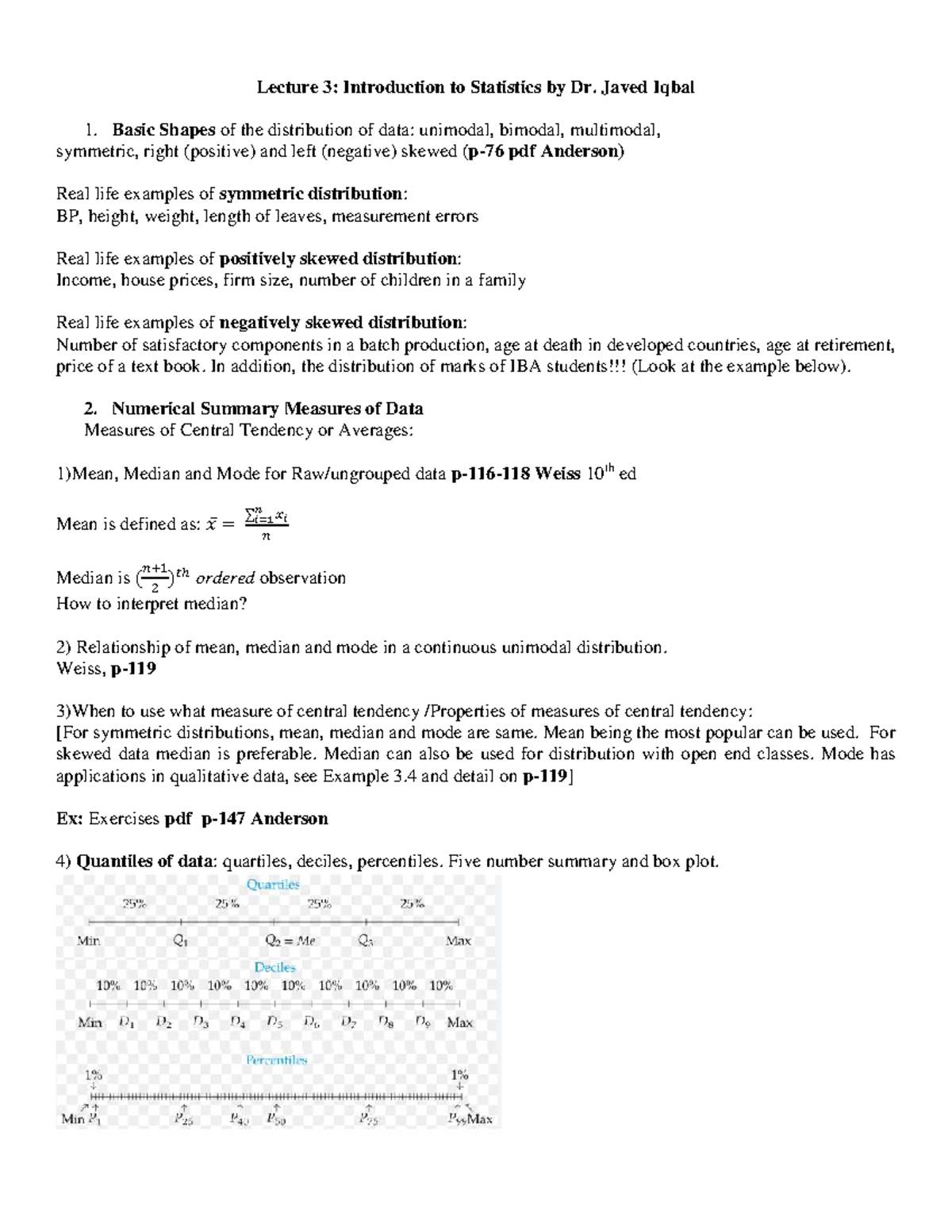 Lec 3: Intro to Statistics - Data Distributions & Summary Measures ...