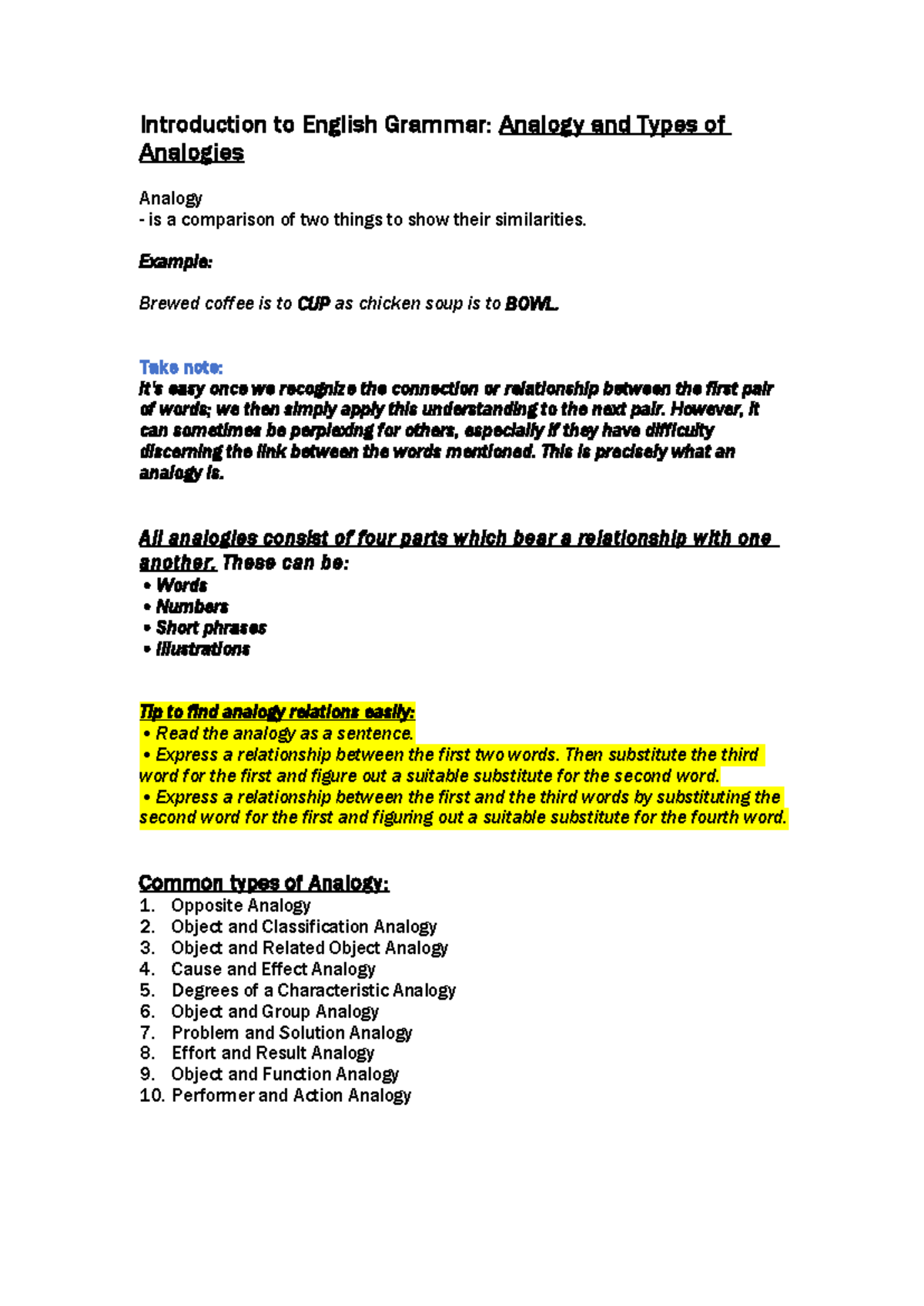 ENG 101: Introduction to English Grammar - Analogy Types Explained ...