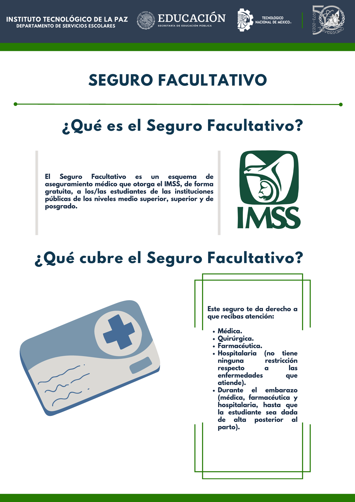 Infografía sobre el Seguro Facultativo para Estudiantes IMSS - Studocu