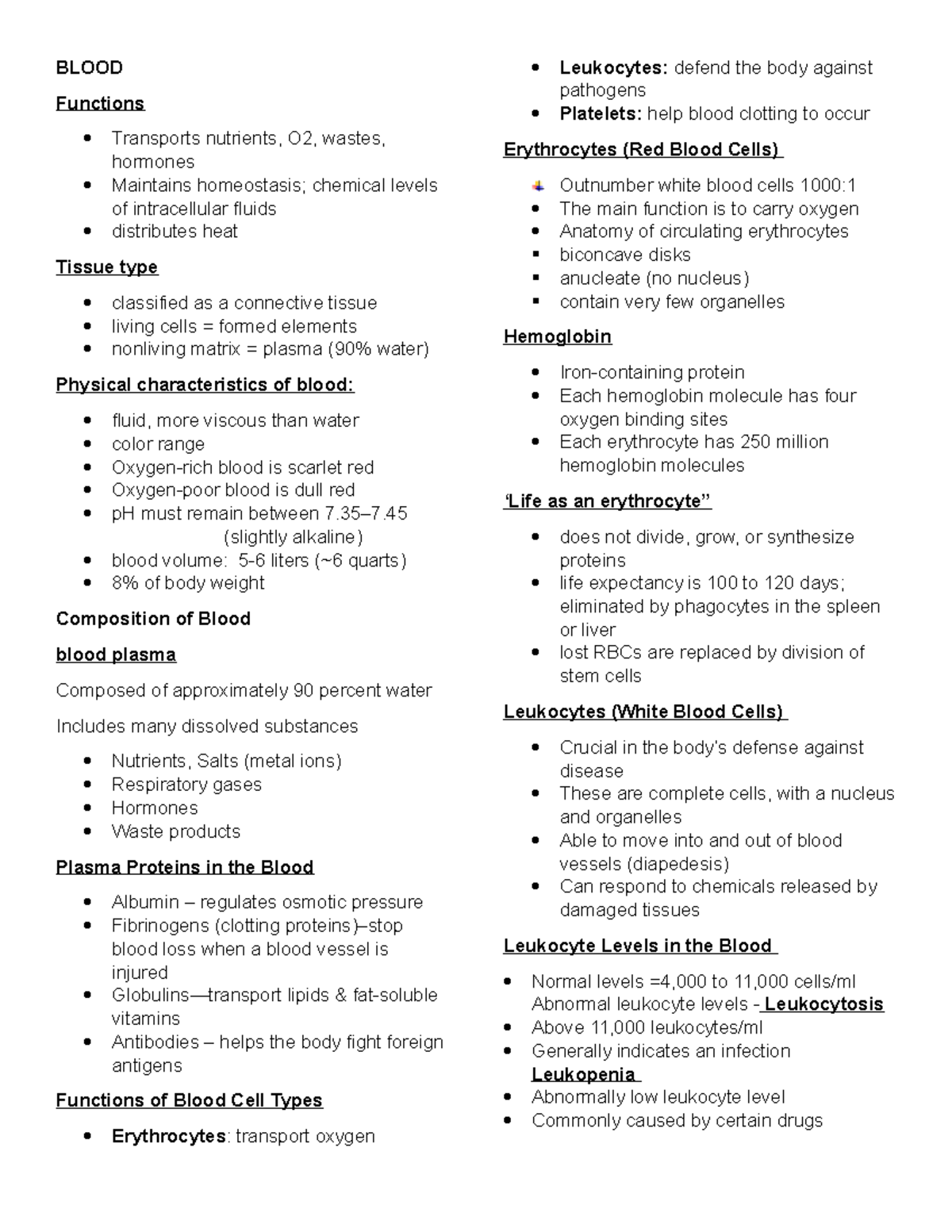 Blood Physiology Overview - Functions, Composition, & Cellular Elements ...