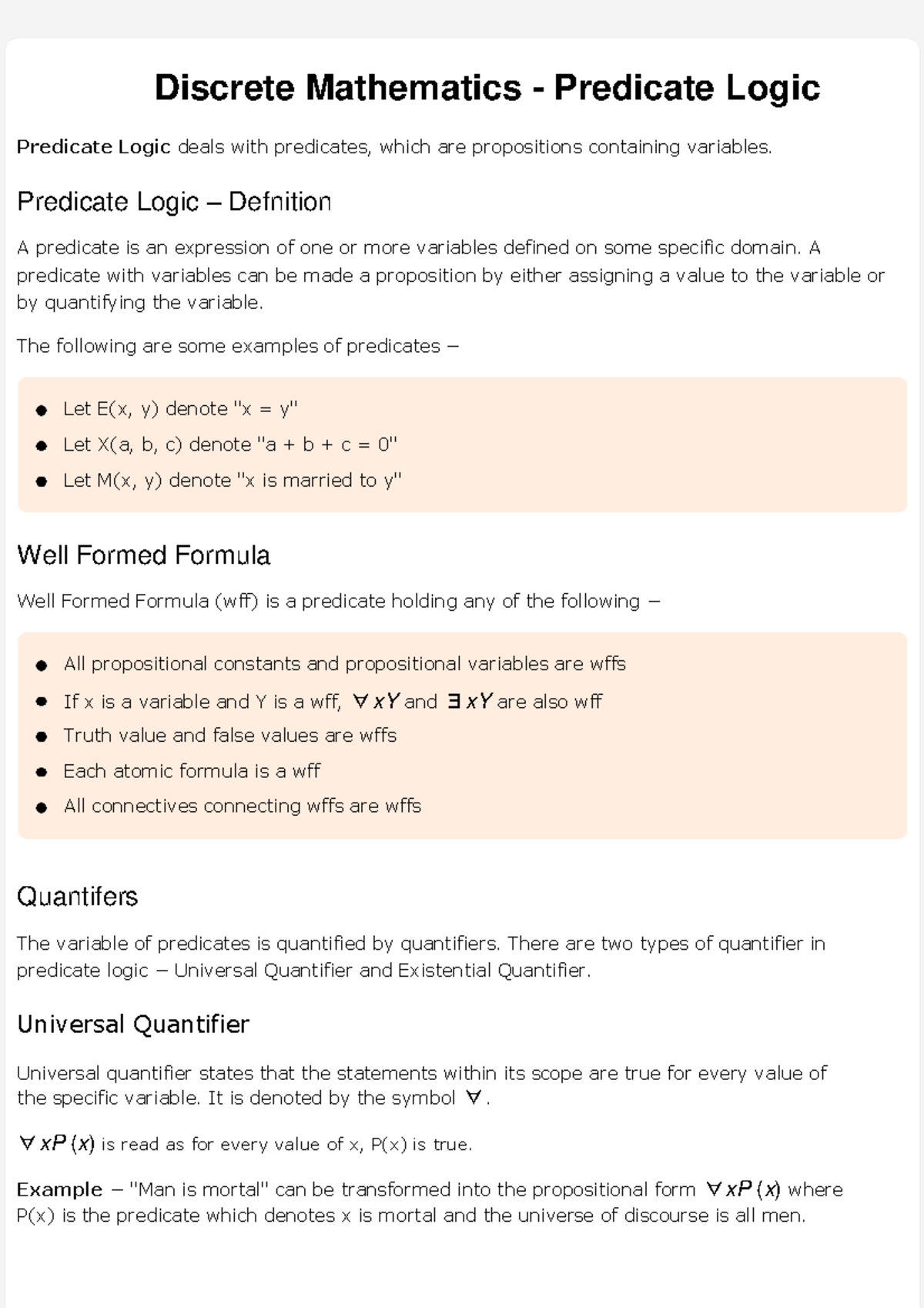 Chapter 6: Predicate Logic in Discrete Mathematics - Studocu