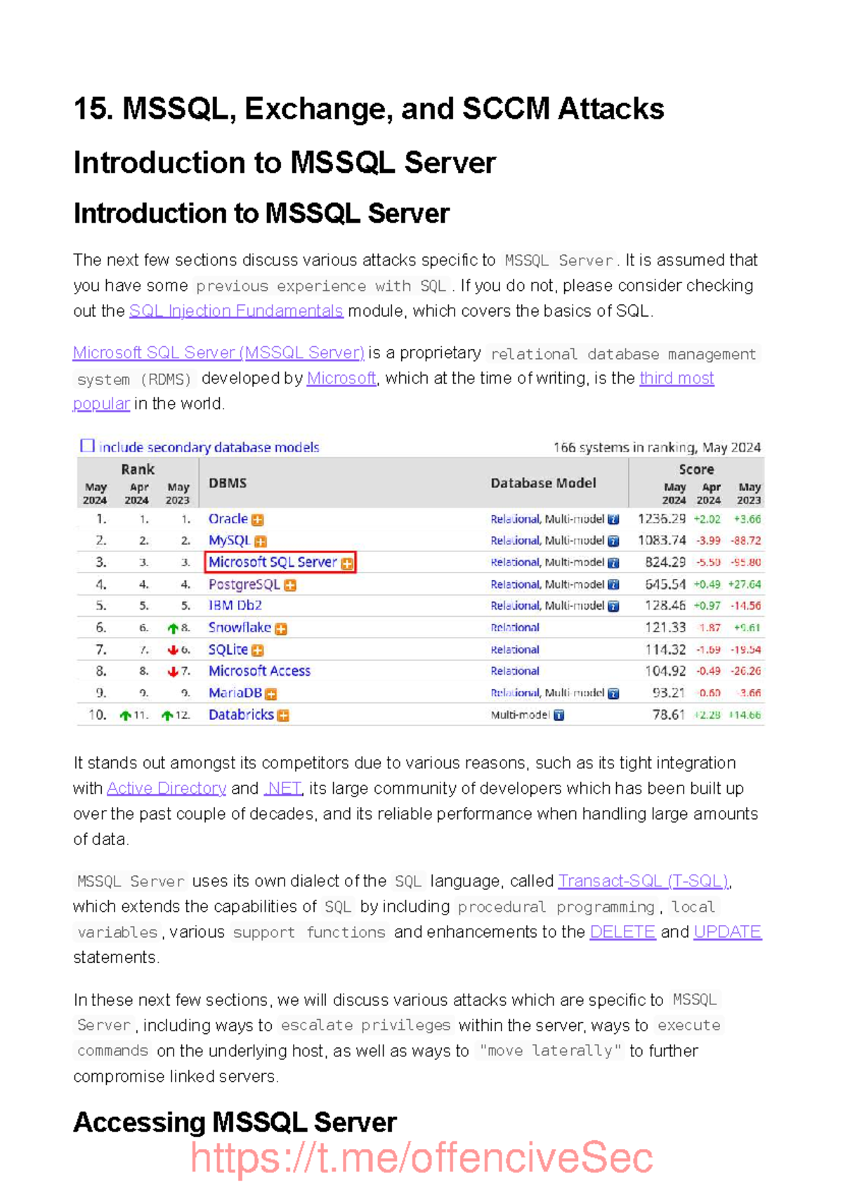 MSSQL Server Attacks Overview and Tools - Studocu