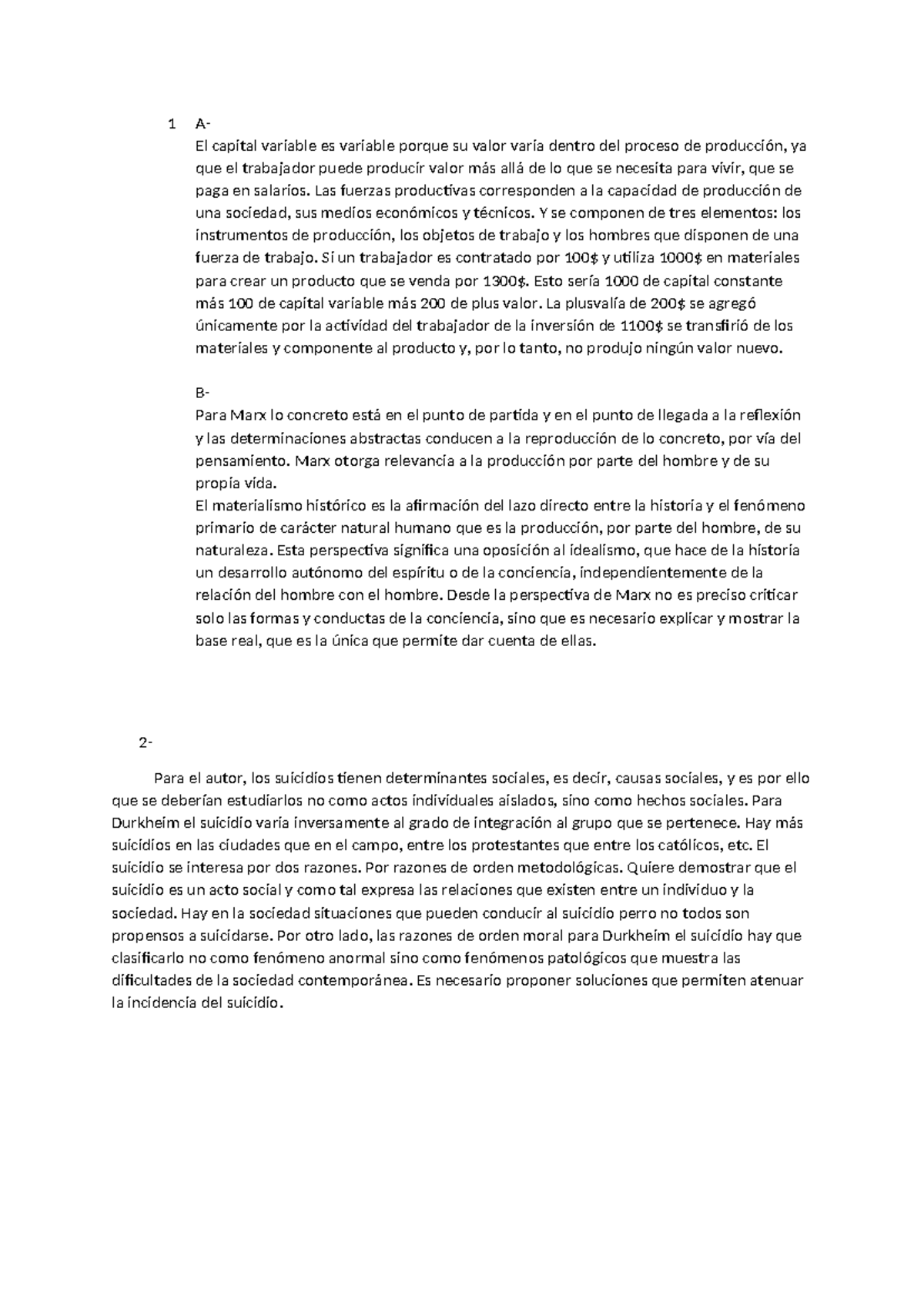 Primer Parcial - Análisis del Capital Variable y Suicidio en la ...