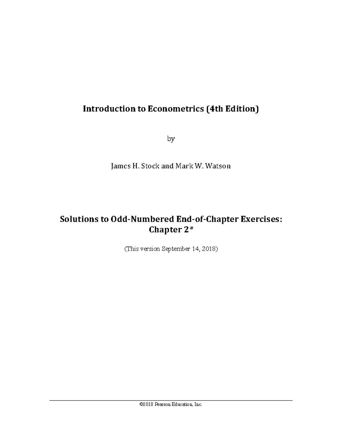 Chapter 2 exercise solutions - Introduction to Econometrics (4th ...