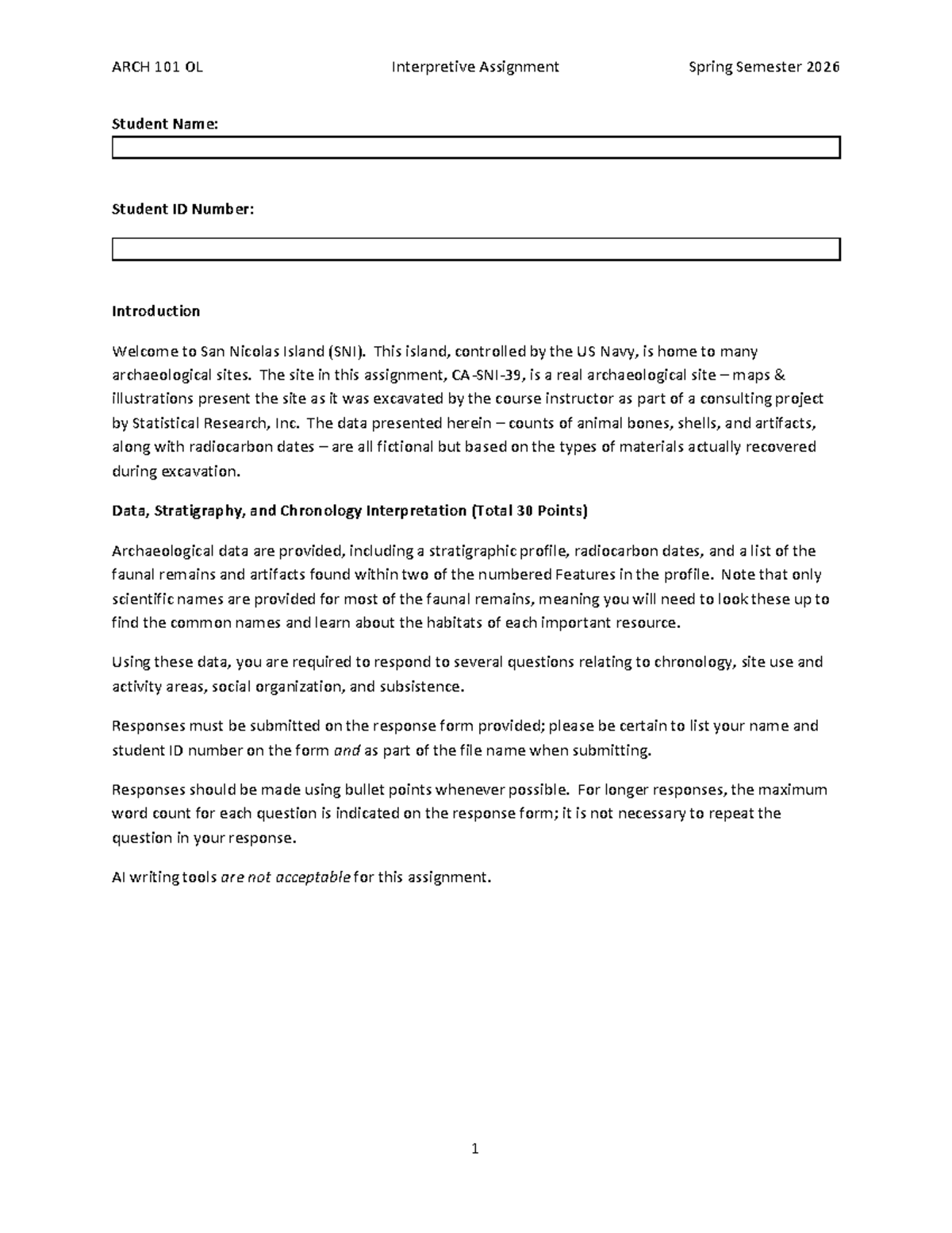 ARCH 101 OL Interpretive Assignment: Stratigraphic Analysis & Findings ...