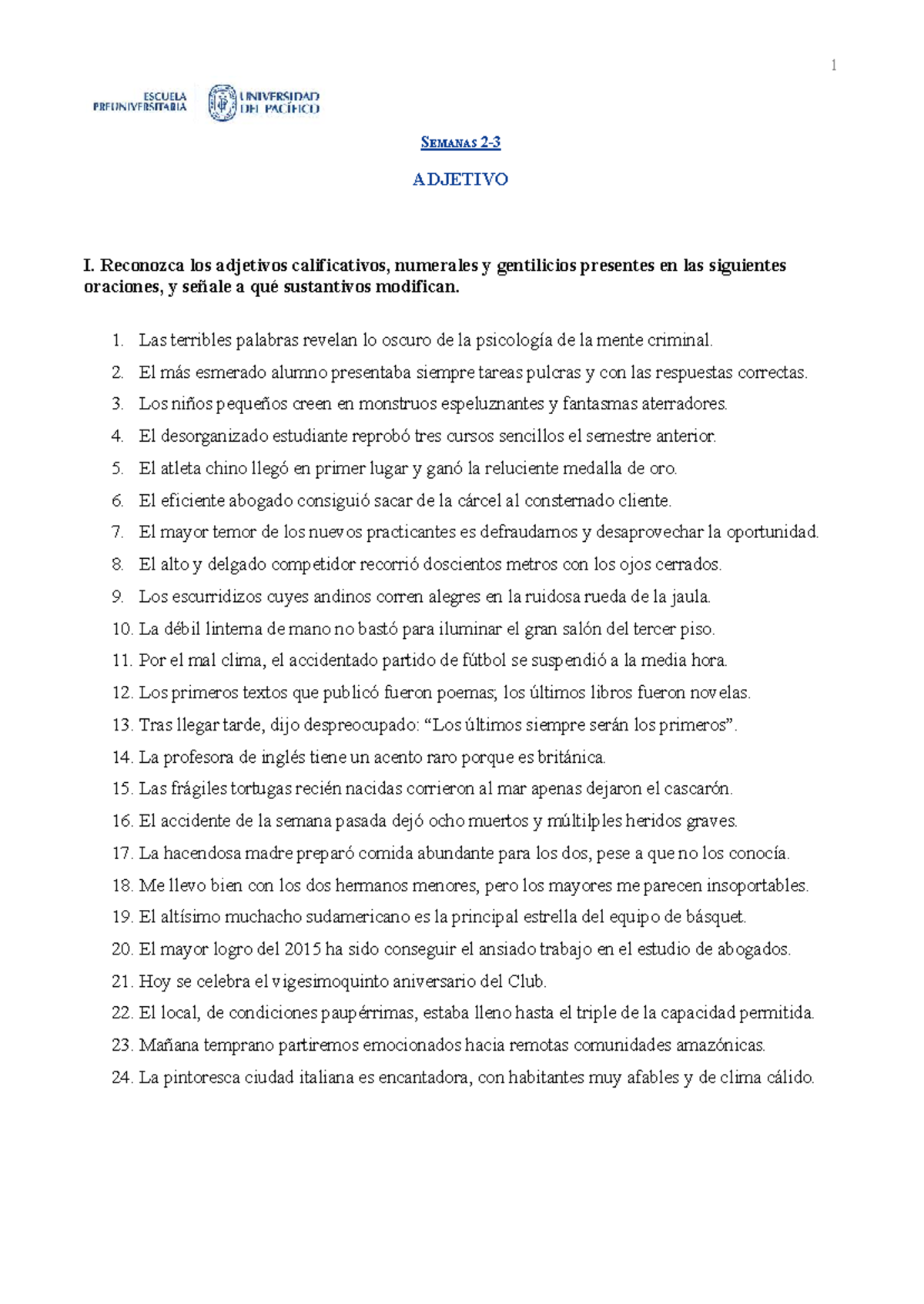 2d-3a Adjetivo - Niv. Lenguaje para Adm. Selectiva - Studocu