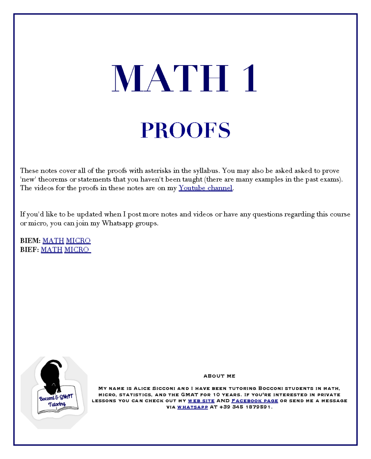 MAths proofs - MATH 1 PROOFS These notes cover all of the proofs with ...