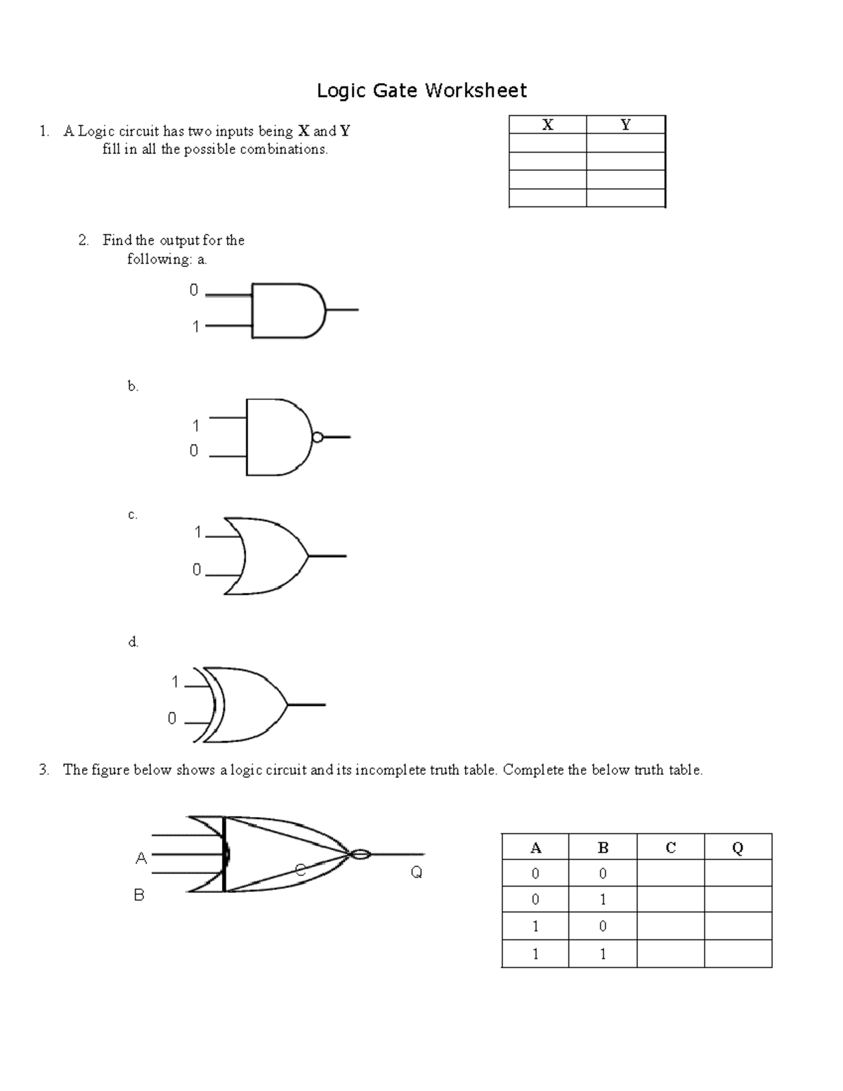 TEJ4M Logic Gates Worksheet Continued Answers - Sept 14 - Studocu