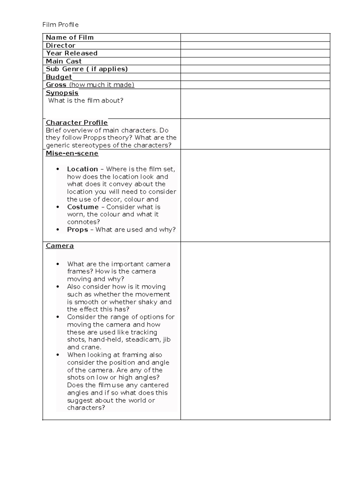Film-profile - Film profile of film - Film Profile Name of Film ...