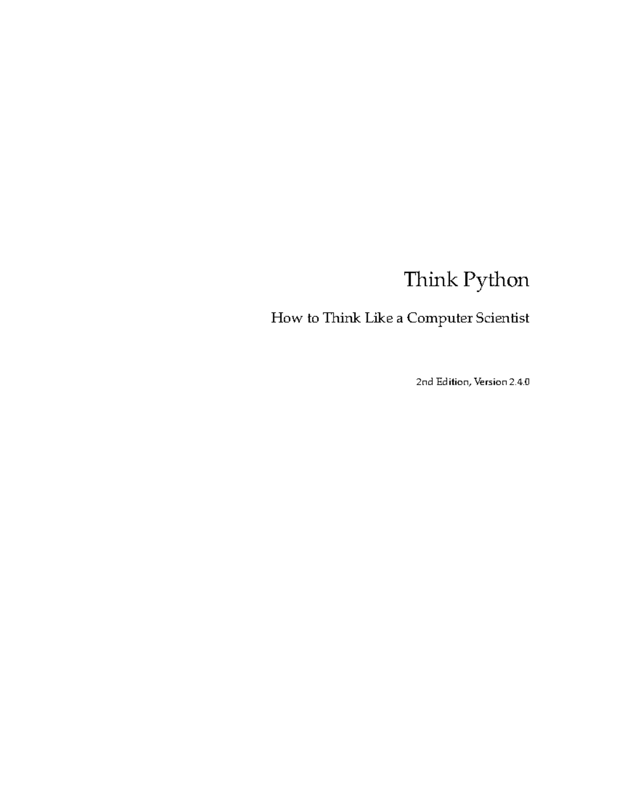 ThinkPython 2 - Chương trình máy tính và trí tuệ nhân tạo - Studocu