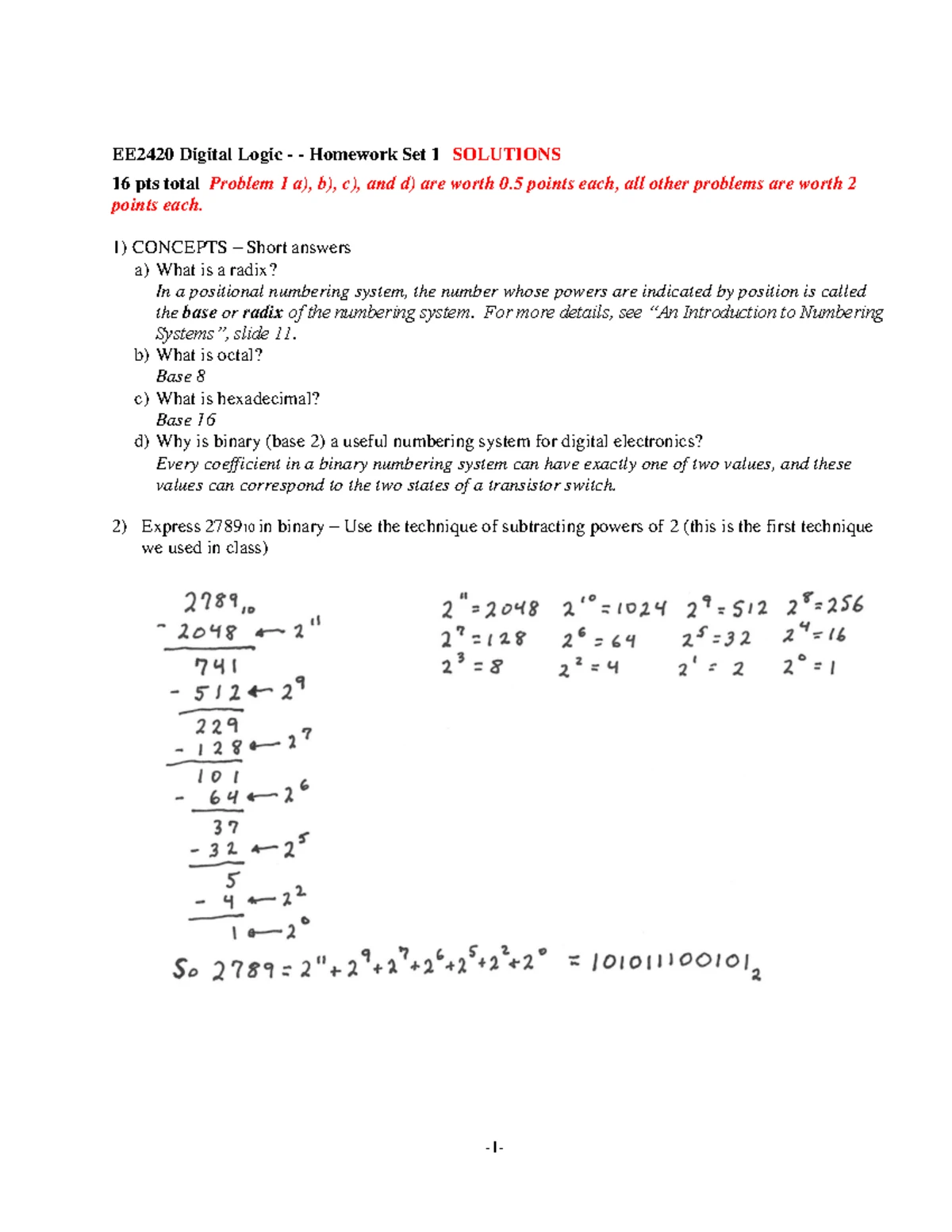 EE2420 Digital Logic - Homework Set 3 Solutions and Circuit Analysis ...