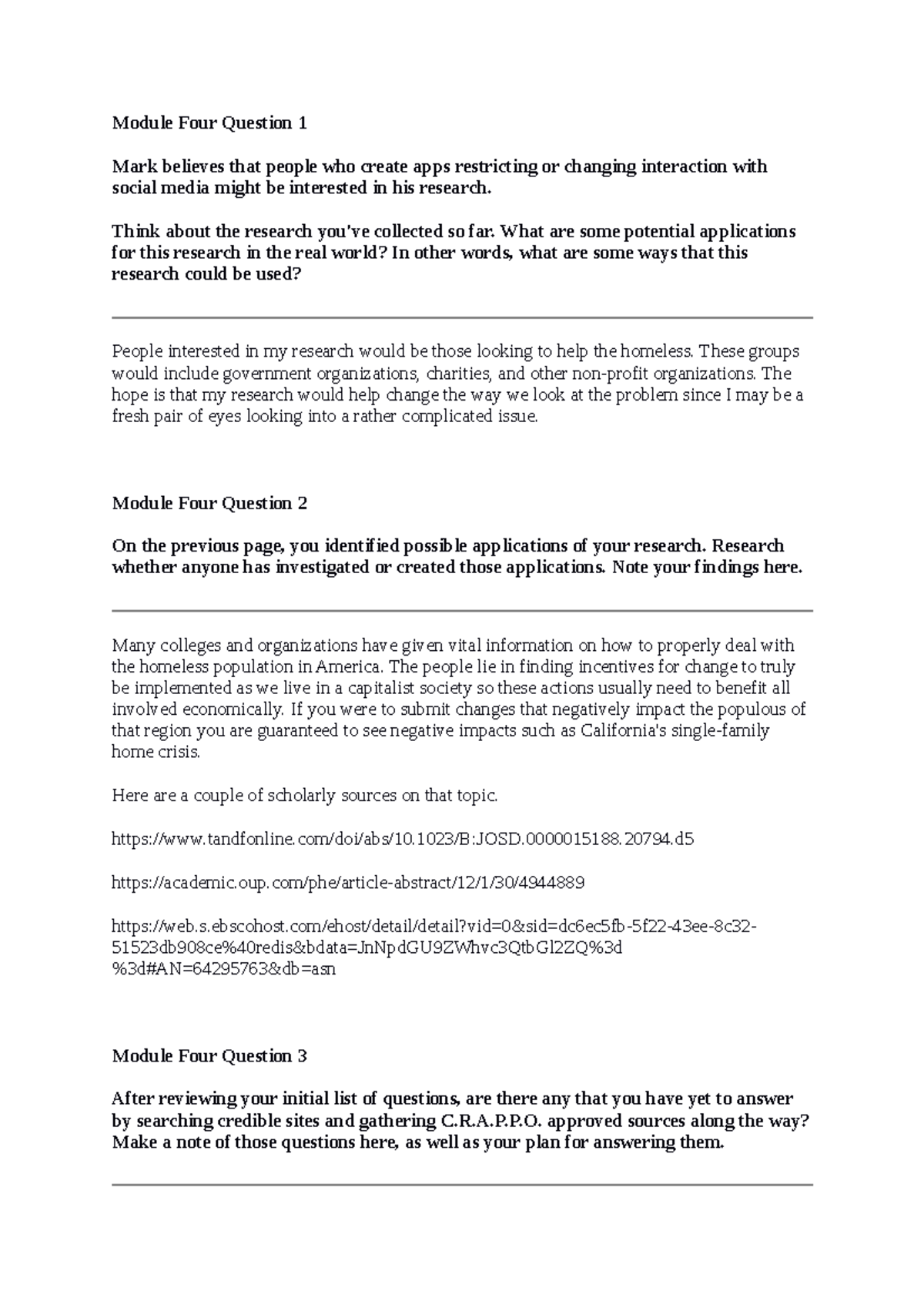 Collin Gourd SCS 200 Applied Social Sciences - Module Four Question 1 ...