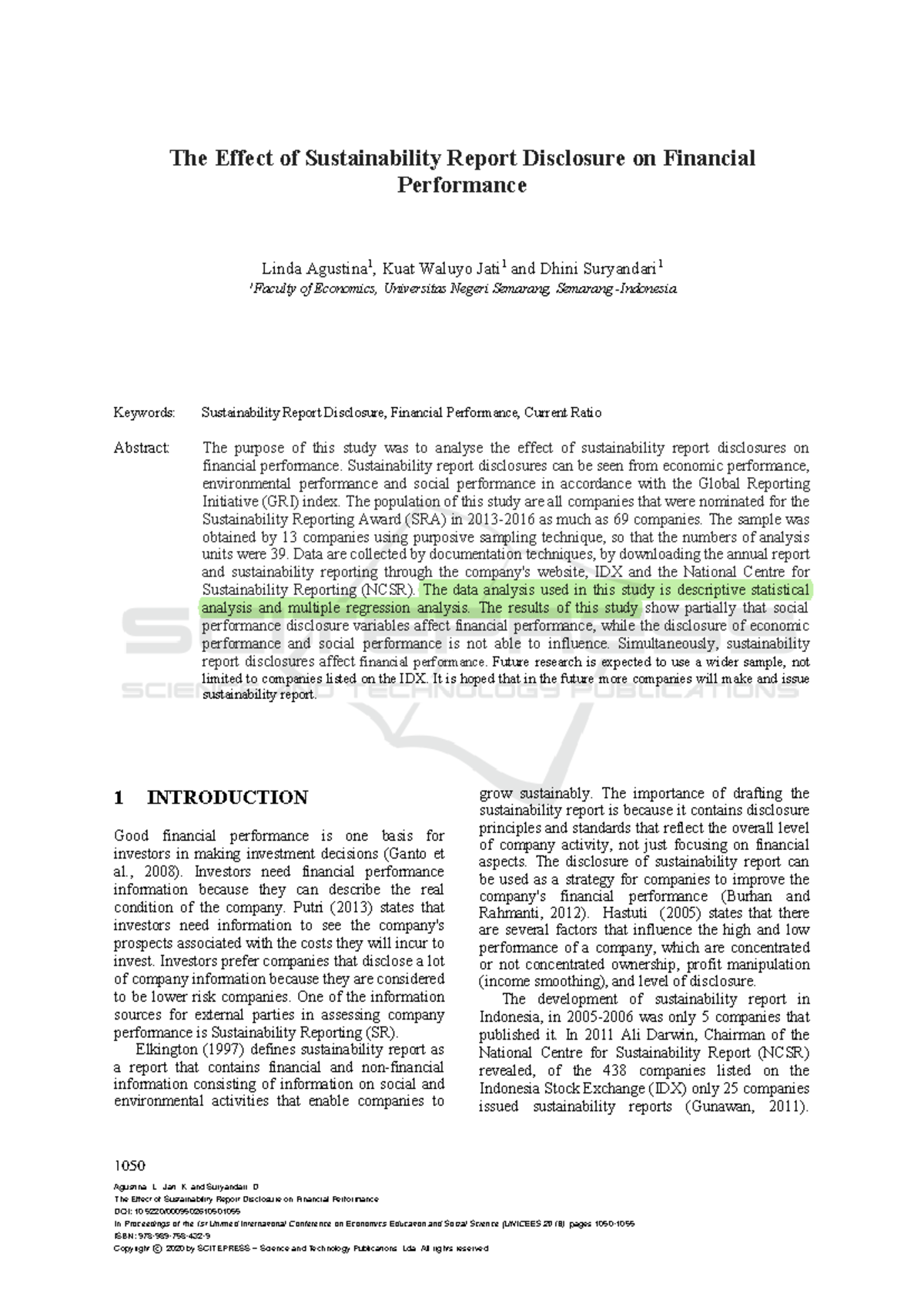 The Impact of Sustainability Report Disclosure on Financial Performance ...