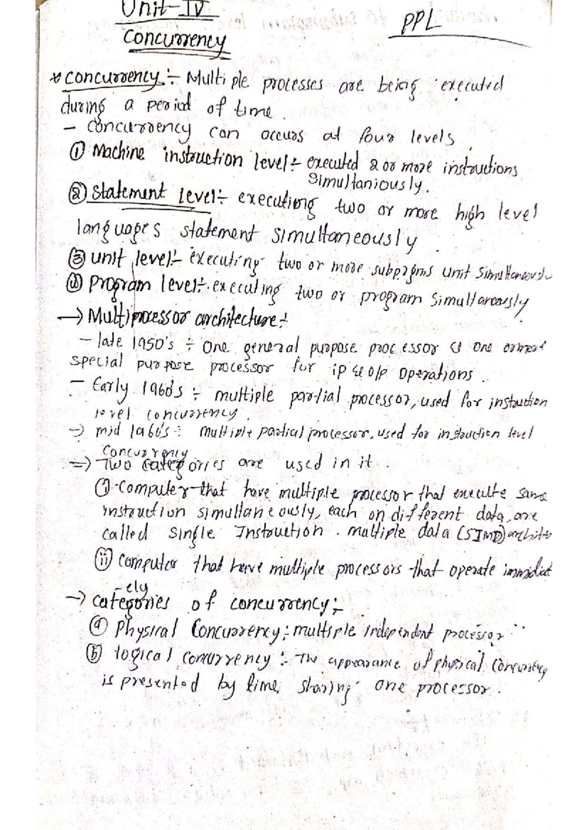 PPL Unit 4 - Concurrency and Multi-Processing Concepts - Studocu