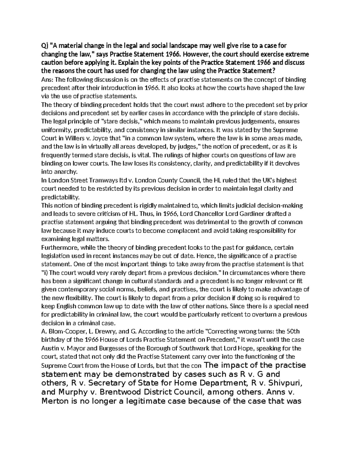 Practice Statement 1966: Impact on Binding Precedent and Legal ...