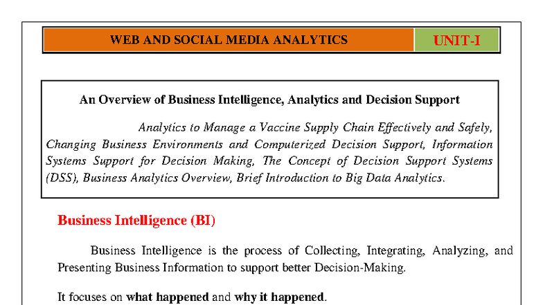 WEB AND SOCIAL MEDIA ANALYTICS (WSMA) Unit 1 Comprehensive Notes - Studocu
