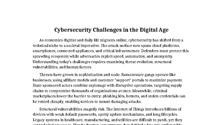 Cybersecurity Challenges in the Digital Age: A Comprehensive Overview ...