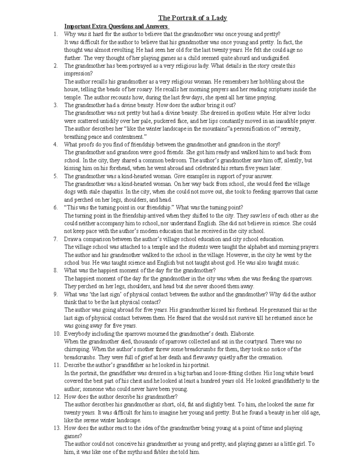 The Portrait of a Lady: Key Questions & Answers (ENG 101) - Studocu