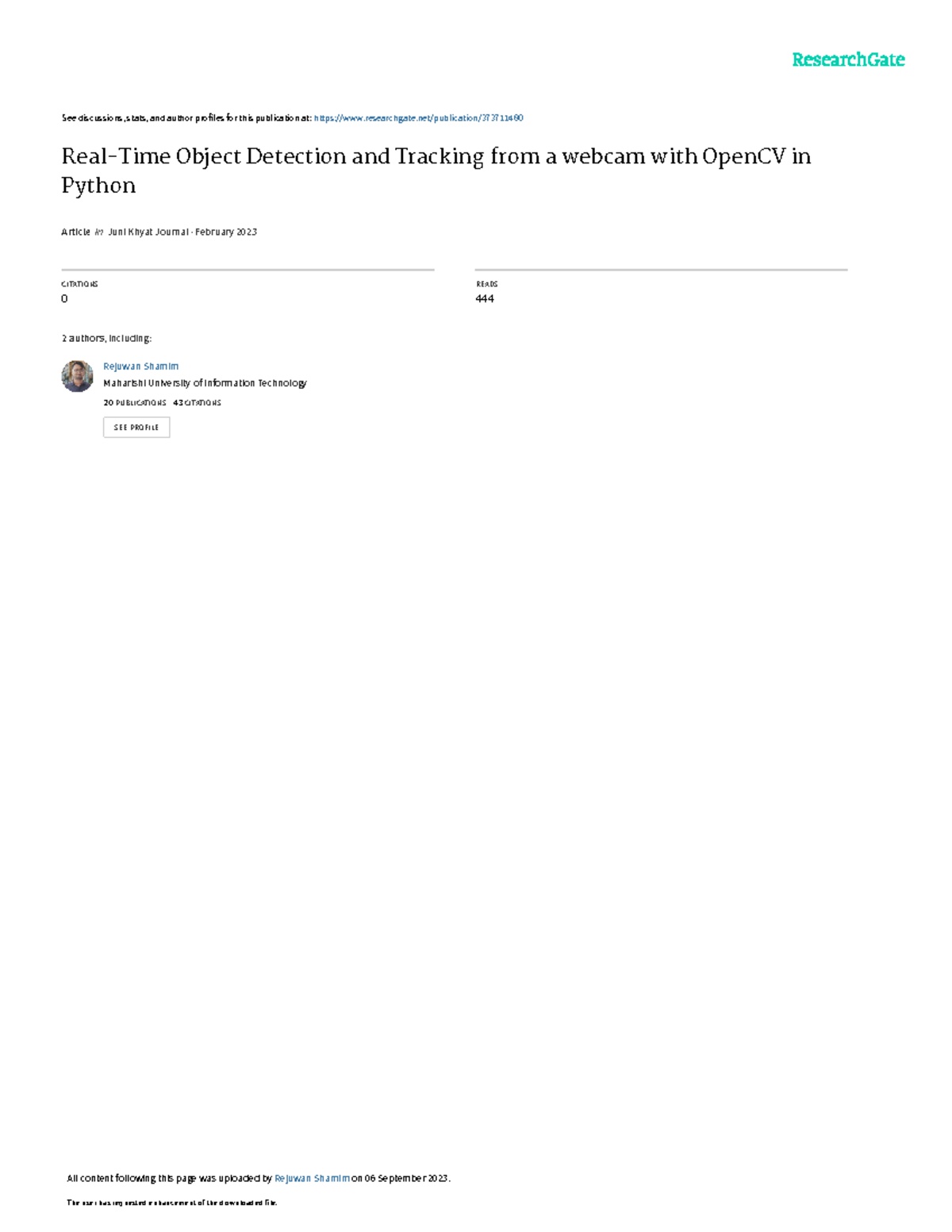 Real-Time Object Detection & Tracking Using OpenCV in Python - Feb 2023 ...