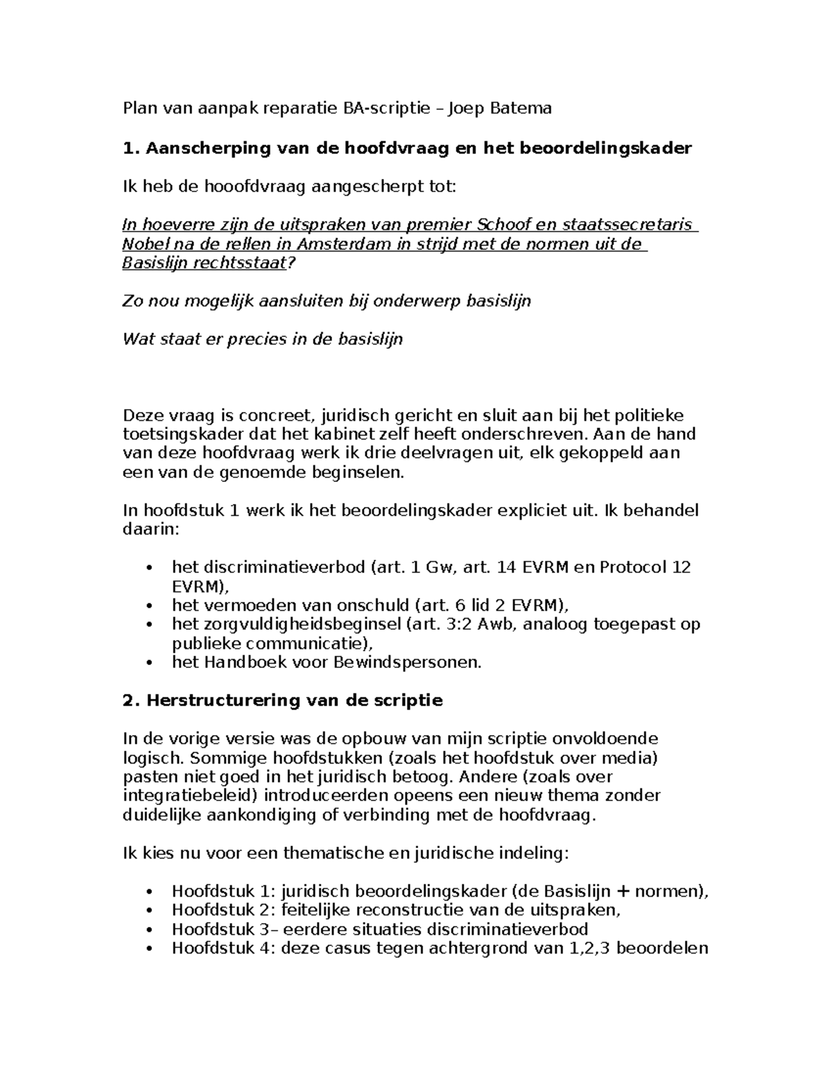 Plan van Aanpak Scriptie: Juridische Analyse van Uitspraken na Rellen ...