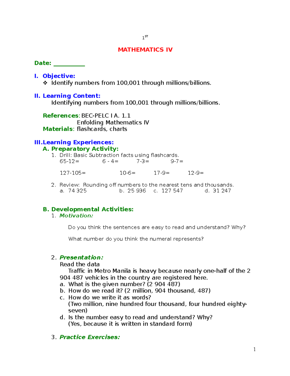 Mathematics IV: Comprehensive Guide on Numbers & Operations (Q1-Q4 ...