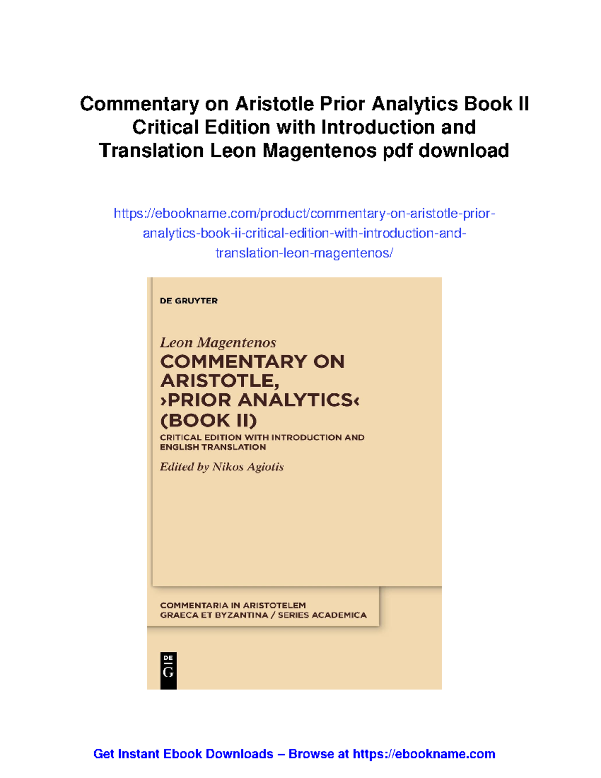 Commentary on Aristotle's Prior Analytics II: Critical Edition (PHIL ...