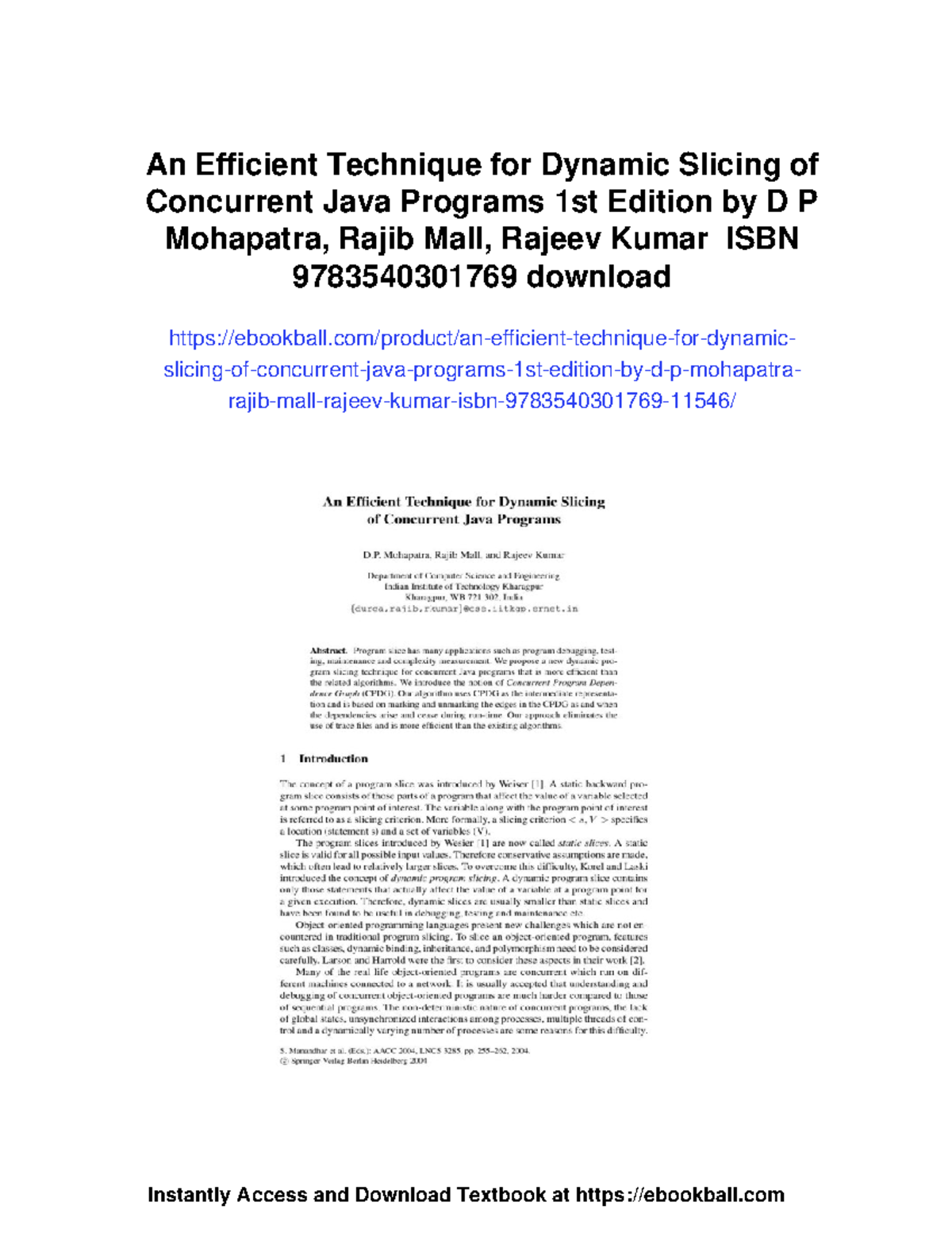 Dynamic Slicing of Concurrent Java Programs: An Efficient Technique ...