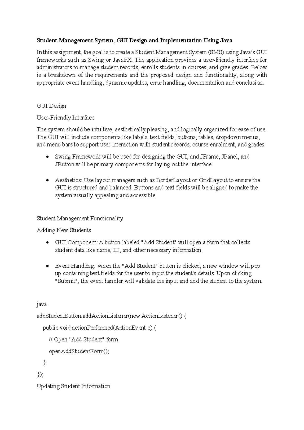Unit 7 prog - Assignment Unit 7 - Student Management System, GUI Design ...