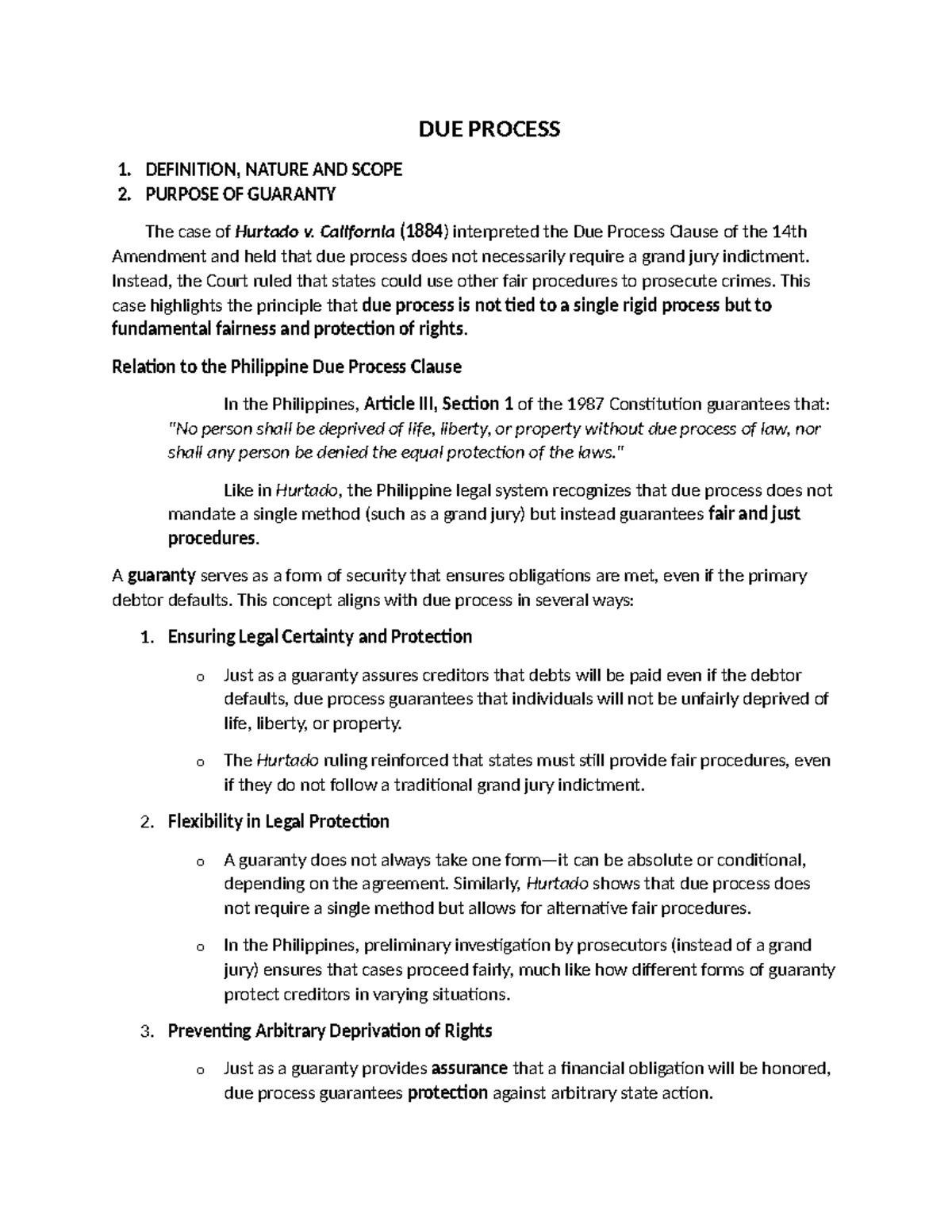 DUE Process- consti - DUE PROCESS 1. DEFINITION, NATURE AND SCOPE 2 ...